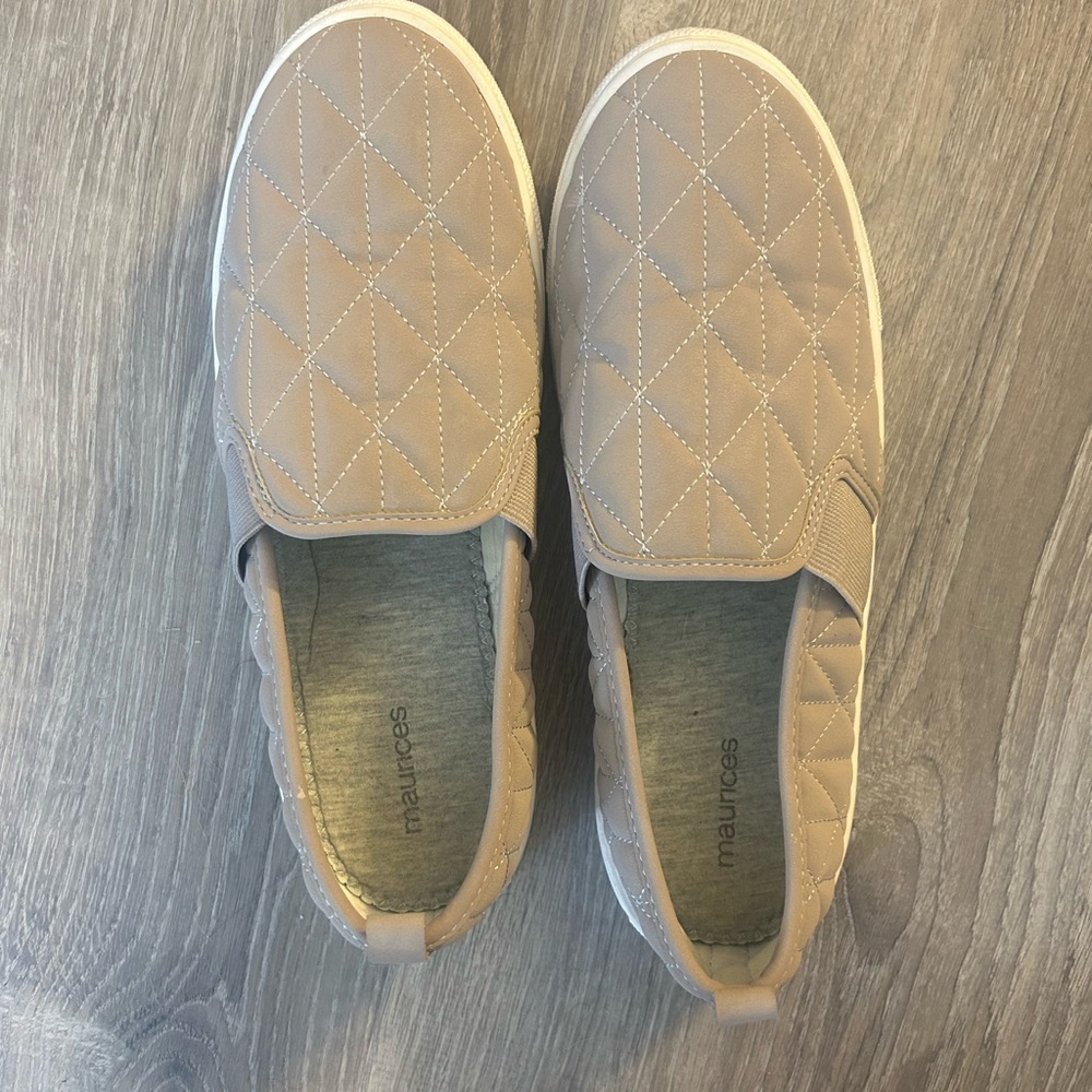 Hardly Worn Maurices Quilted Tan Slip-Ons